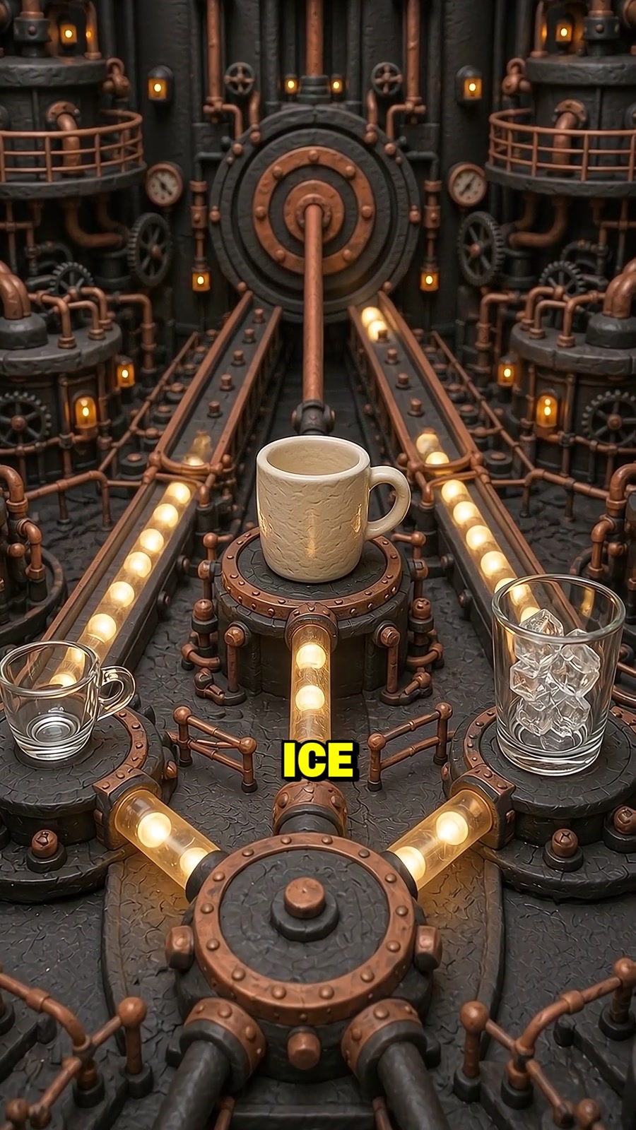 Miniature coffee factory scene